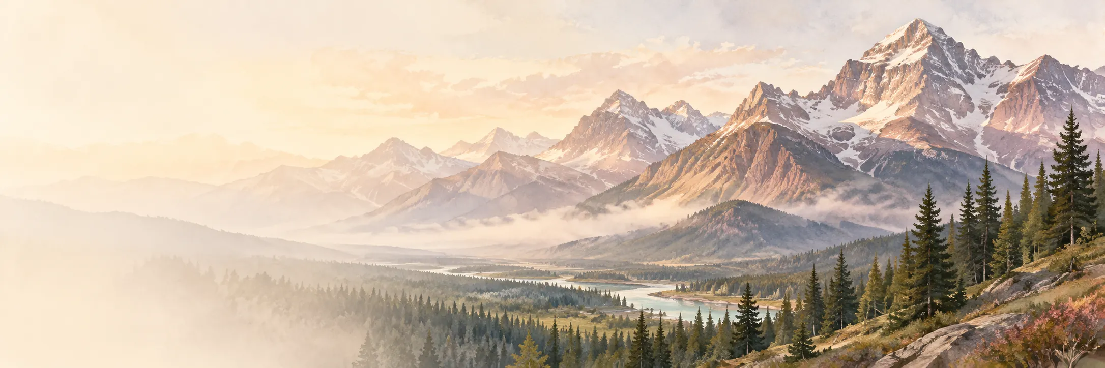 Mountains and evergreen forest in Alberta